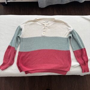 American Eagle Cream Waffle Knit Cardigan Small